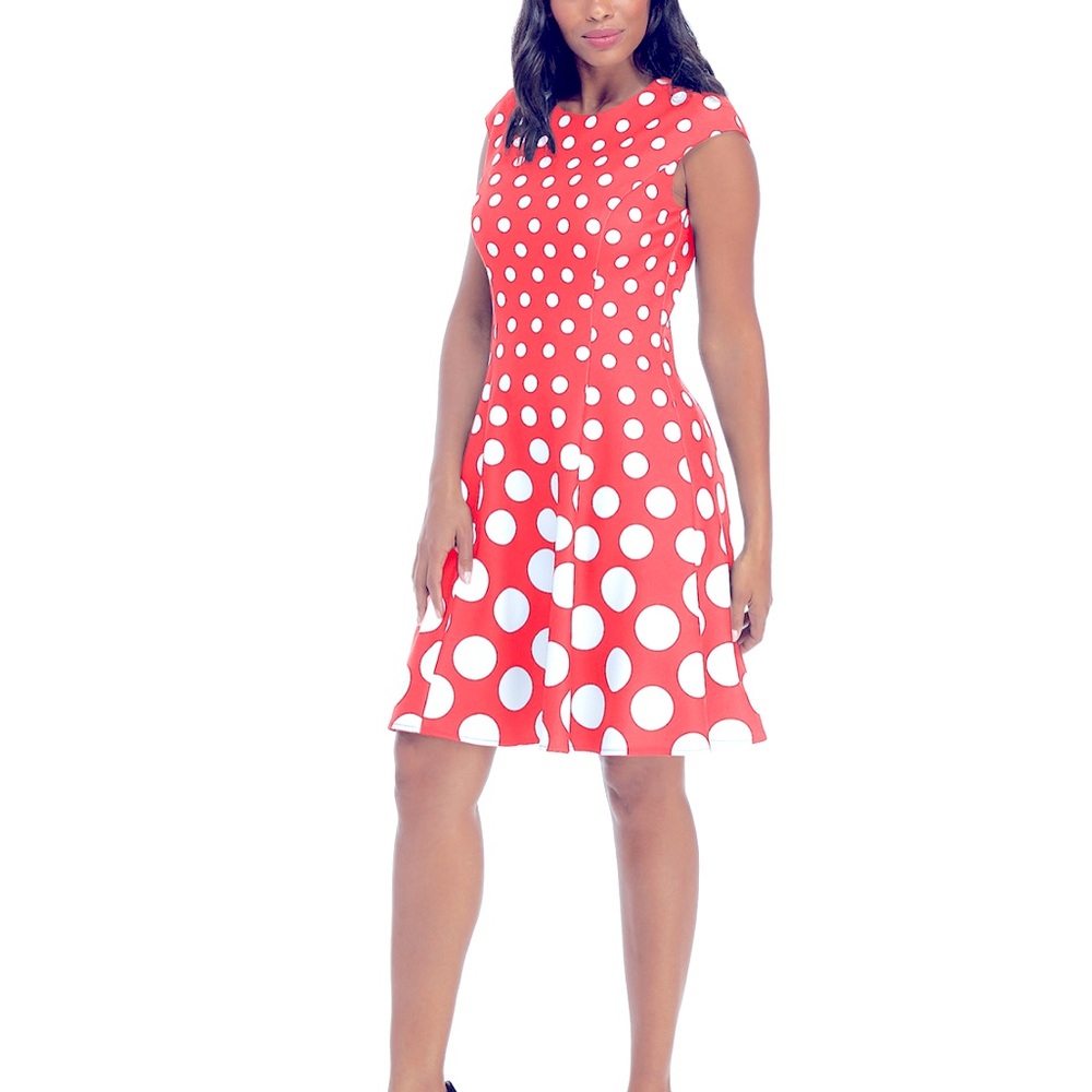 Preowned London Times Pink Polka Dot Dress size 10P